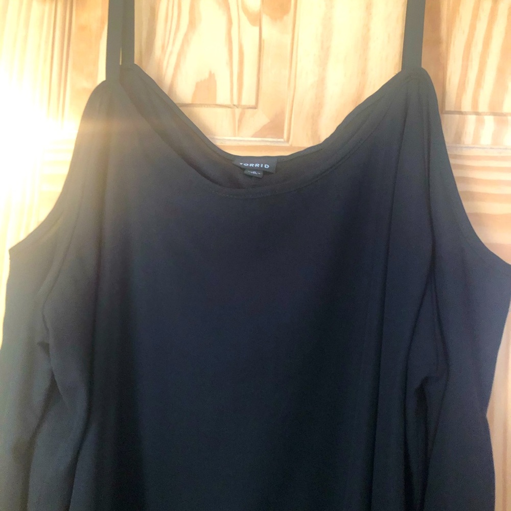 Torrid Black Chiffon Cold Shoulder Top